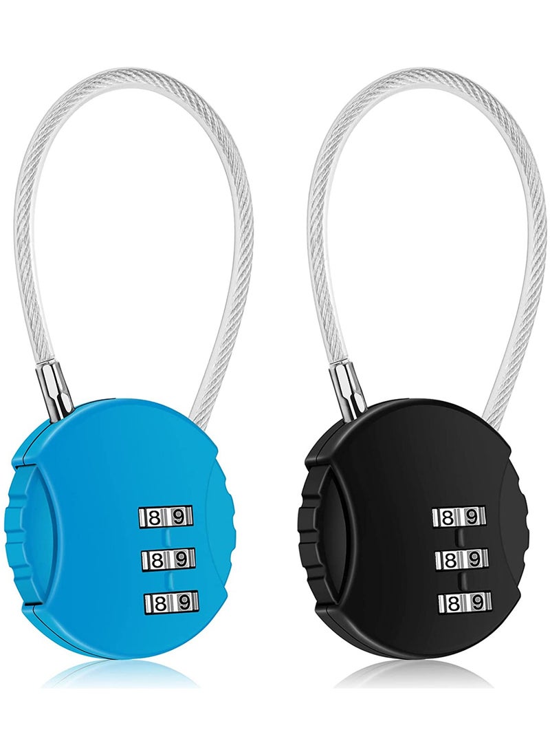 KASTWAVE 2 Pack Combination Lock 3 Digit Outdoor Safety Waterproof Padlock for School Gym Locker, Sports Locker, Fence, Toolbox, Gate, Case, Hasp Storage, Easy to Set Your Own Combo (Black & Blue)