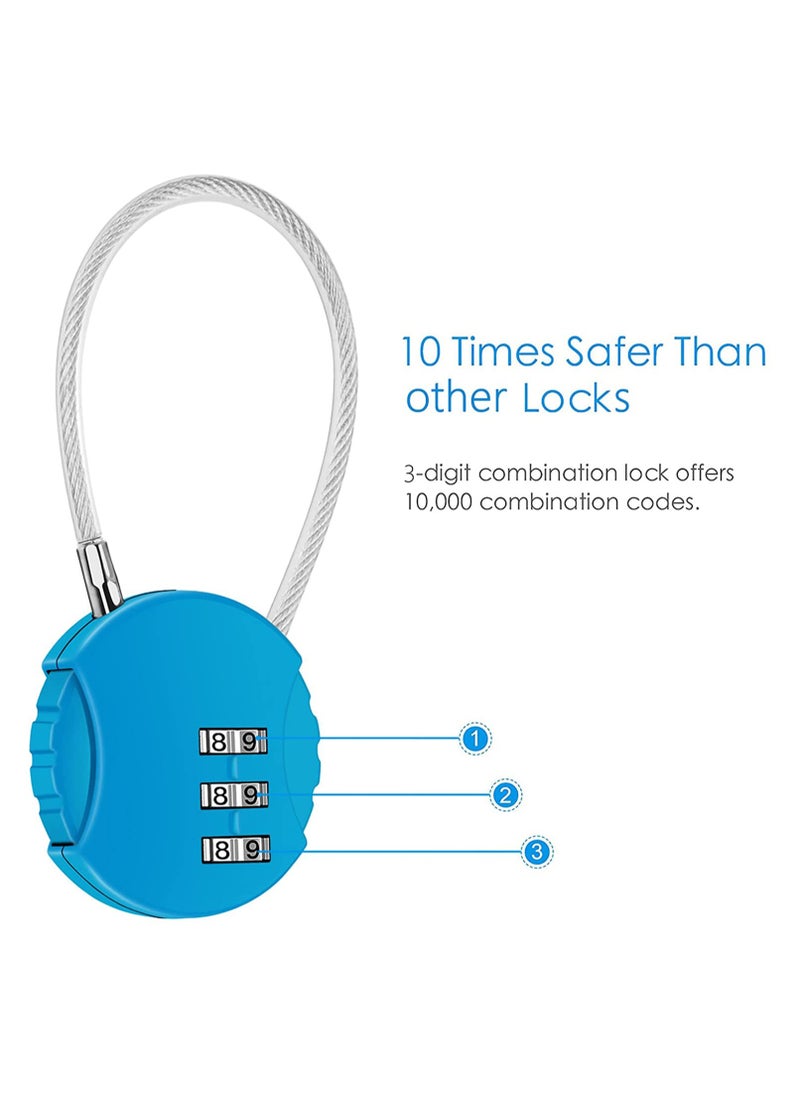 KASTWAVE 2 Pack Combination Lock 3 Digit Outdoor Safety Waterproof Padlock for School Gym Locker, Sports Locker, Fence, Toolbox, Gate, Case, Hasp Storage, Easy to Set Your Own Combo (Black & Blue)