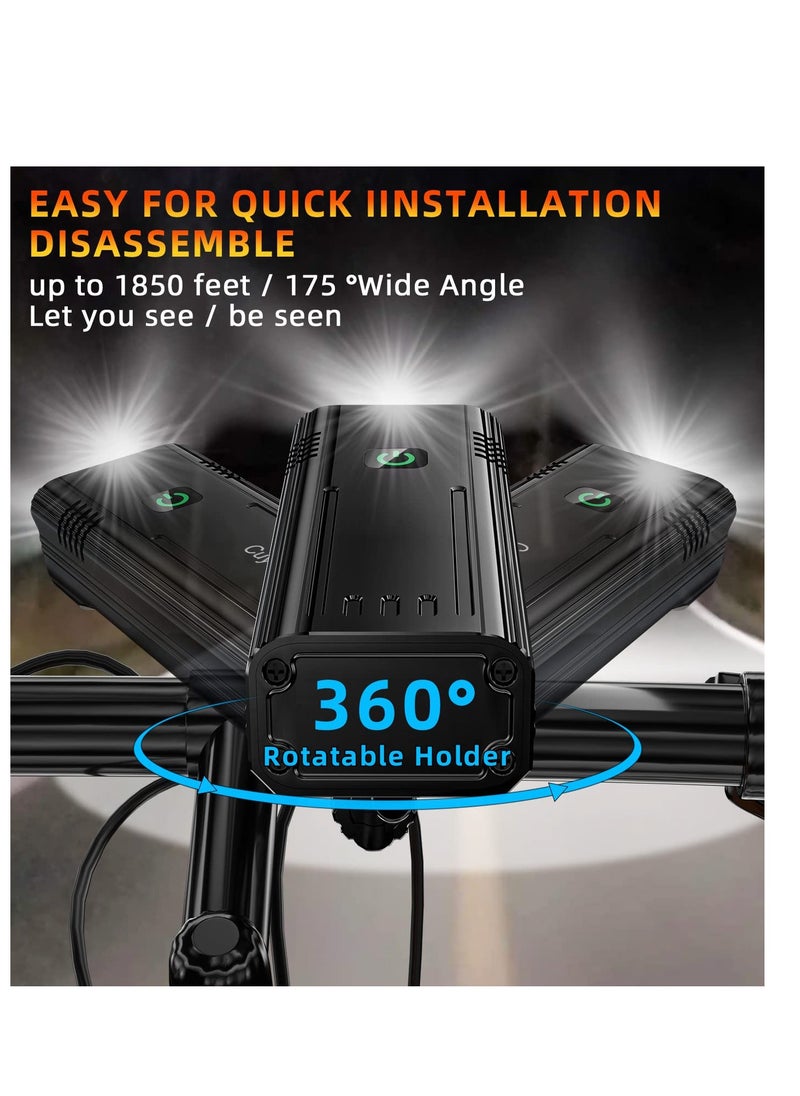 2023 New Brightest 6 LED Bike Lights Front and Back,360°Rotatable, Runtime 24+ hrs,9000 Lumens Waterproof USB Rechargeable Bike Headlight Taillight Set-10 Modes,for Night Riding Cycling Road Mountain