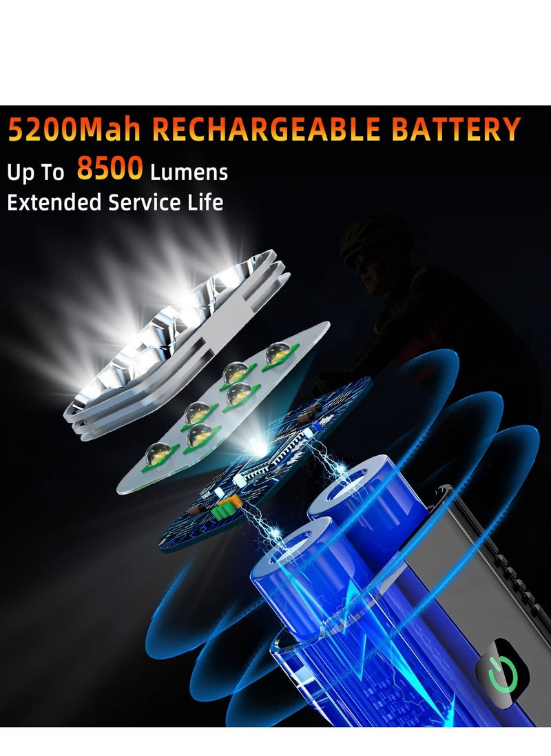 2023 New Brightest 6 LED Bike Lights Front and Back,360°Rotatable, Runtime 24+ hrs,9000 Lumens Waterproof USB Rechargeable Bike Headlight Taillight Set-10 Modes,for Night Riding Cycling Road Mountain