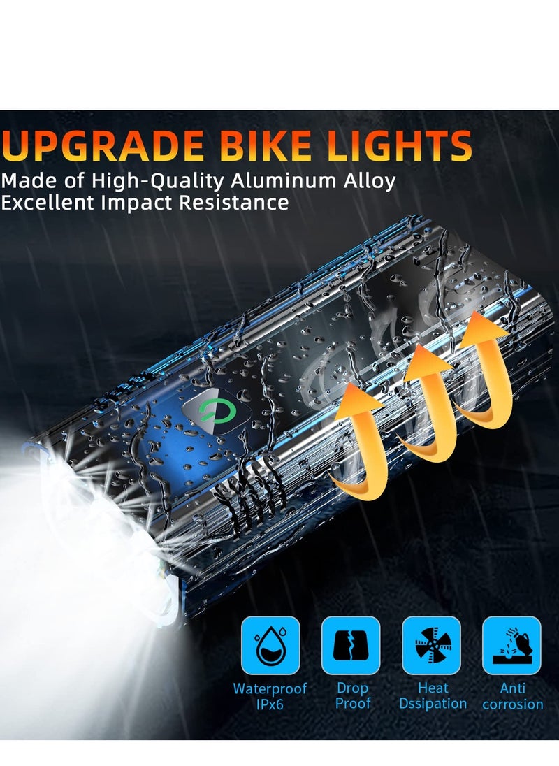 2023 New Brightest 6 LED Bike Lights Front and Back,360°Rotatable, Runtime 24+ hrs,9000 Lumens Waterproof USB Rechargeable Bike Headlight Taillight Set-10 Modes,for Night Riding Cycling Road Mountain
