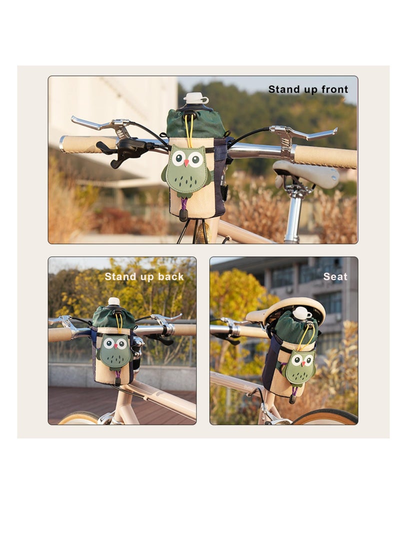 Cartoon Bike Water Bottle Holder and Front Bag, Versatile Waist and Shoulder Bag with Extended Strap for Mountain Bikes, e-Bikes and Scooters