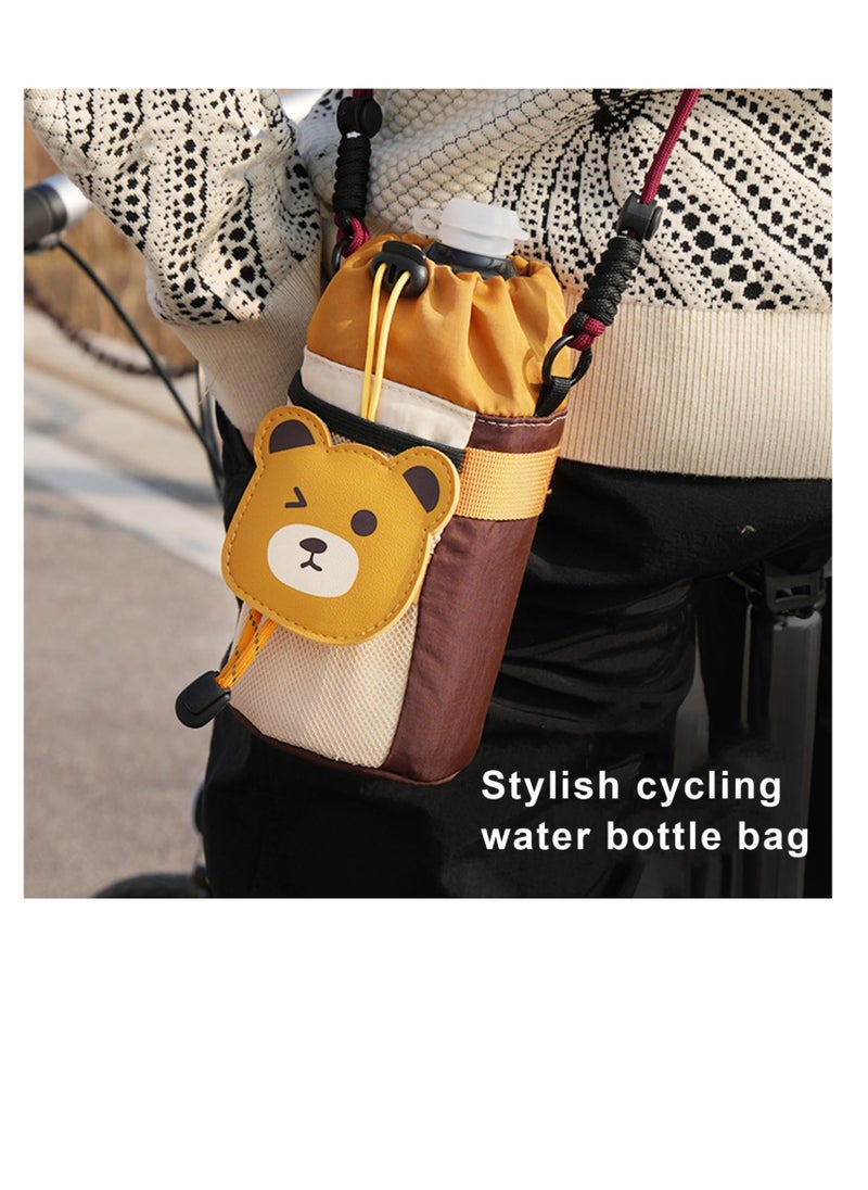 Cartoon Bike Water Bottle Holder and Front Bag, Versatile Waist and Shoulder Bag with Extended Strap for Mountain Bikes, e-Bikes and Scooters