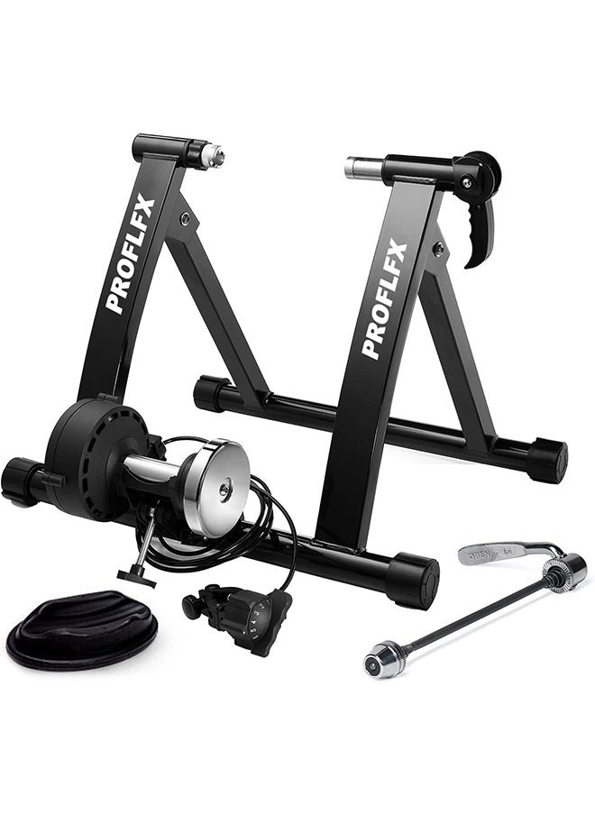 Bike Trainer Stand Indoor Riding Portable Stainless Steel Indoor Trainer w/Magnetic Flywheel, Noise Reduction, 6 Resistance Settings, Stationary Exercise for Road & Mountain Bikes
