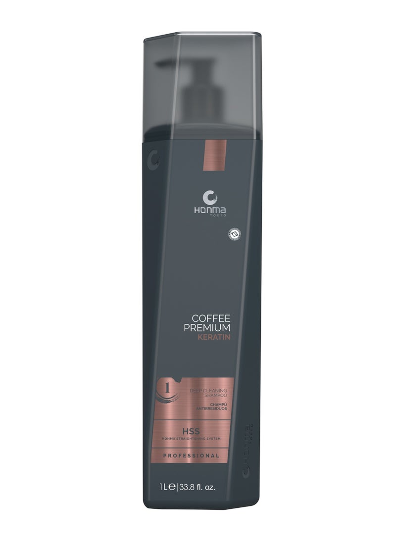 Honma Coffee Premium Keratin Hair Treatment Set, Professional Deep Cleaning Shampoo, Intensive Mask, Ultra Shine Mask, 1L