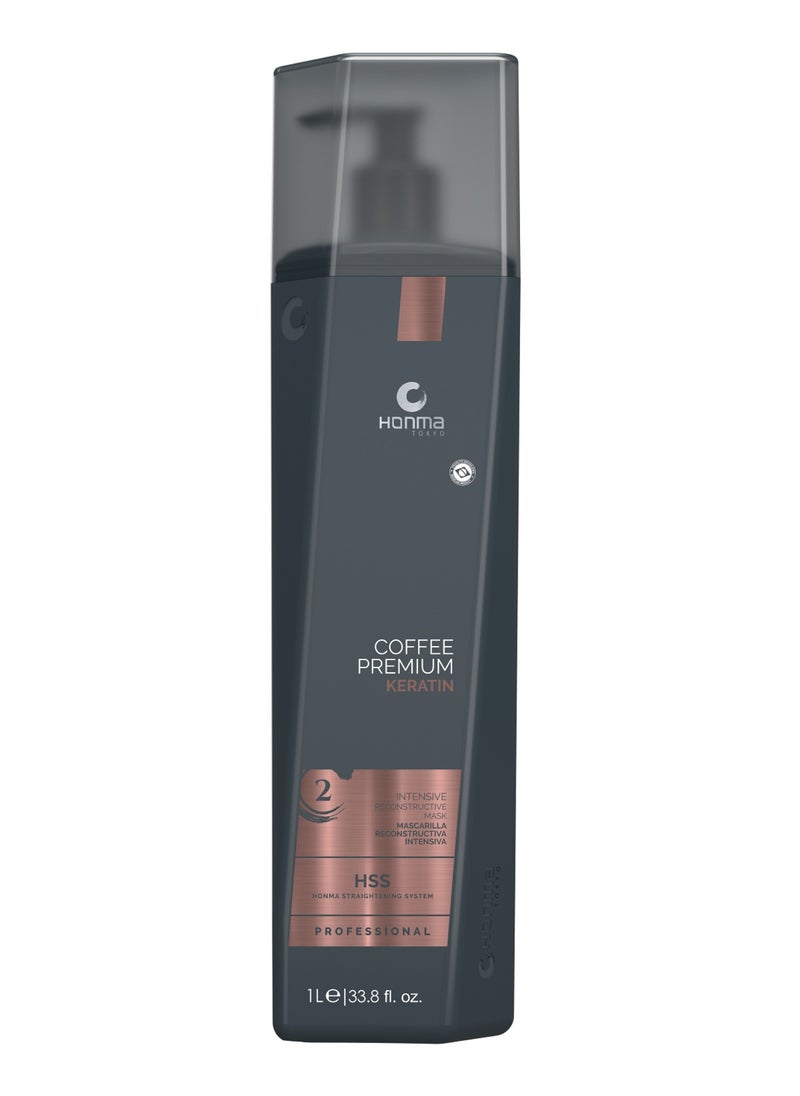 Honma Coffee Premium Keratin Hair Treatment Set, Professional Deep Cleaning Shampoo, Intensive Mask, Ultra Shine Mask, 1L