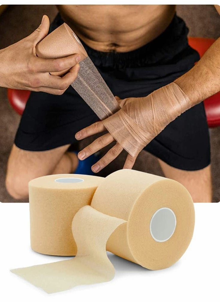 Sports Bandage, 5 Rolls Foam Sports Pre-Wrap Underwrap Bandage Athletic Tape for Hair Wrists Elbow Knees Ankles (Skin Color, Black, Blue, Red, Green)