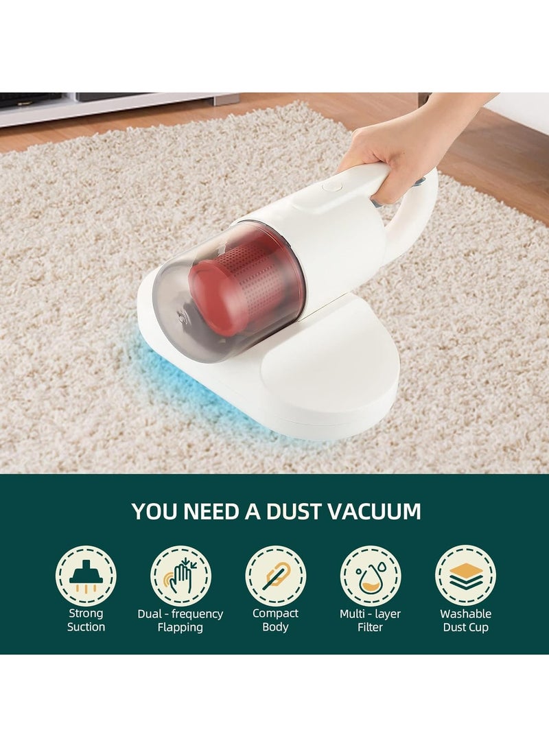 Mattress Vacuum Cleaner, Handheld Bed Vacuum Machine with 15KPa Powerful Suction, Washable Filter, Dust Vacuum Cleaner for Bed Sofa Mattress Carpet Pillow