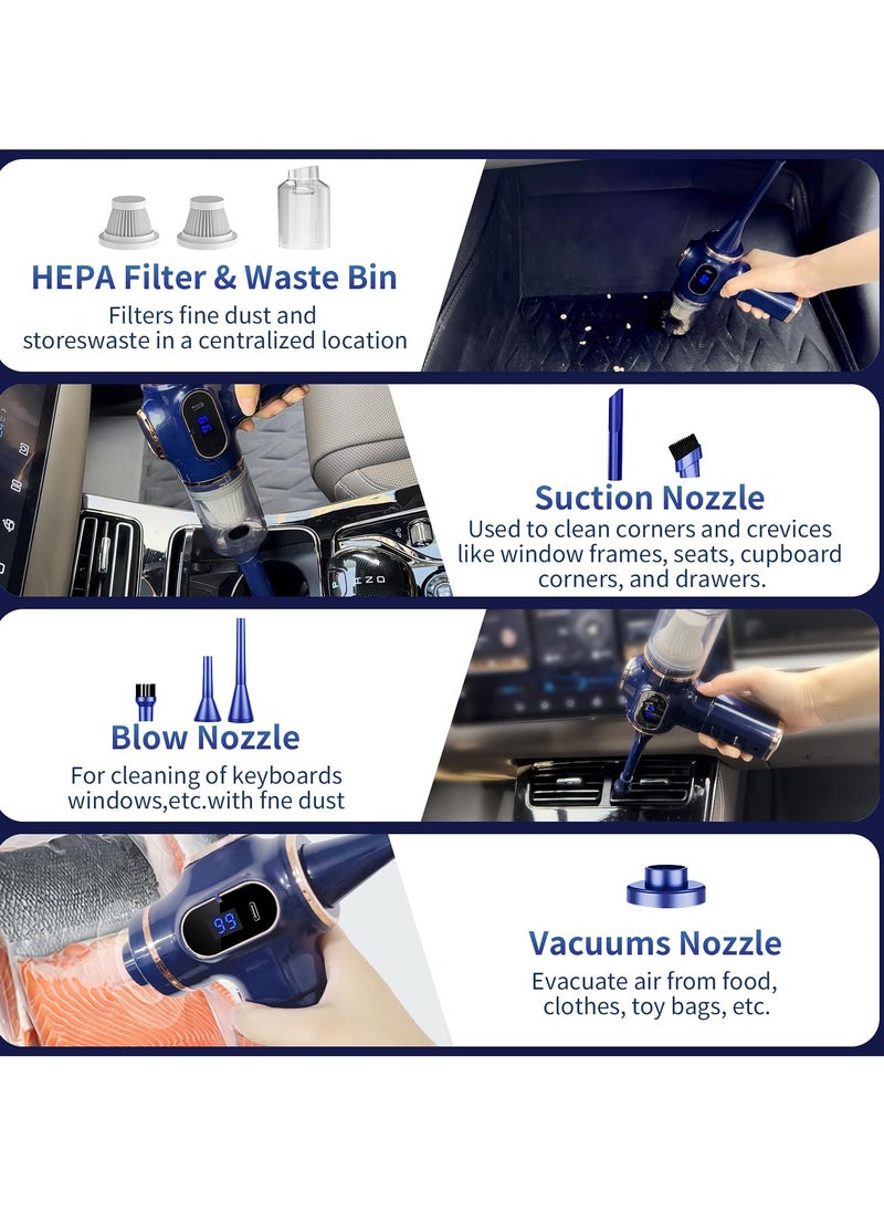 Handheld Vacuum Cleaner Cordless Computer Vacuum Cleaner Rechargeable Vacuum Cleaner Car Vacuum Cleaner 4 in 1 Mini Portable Car Accessories with 2 Filters for Car Home Travel RV Camper