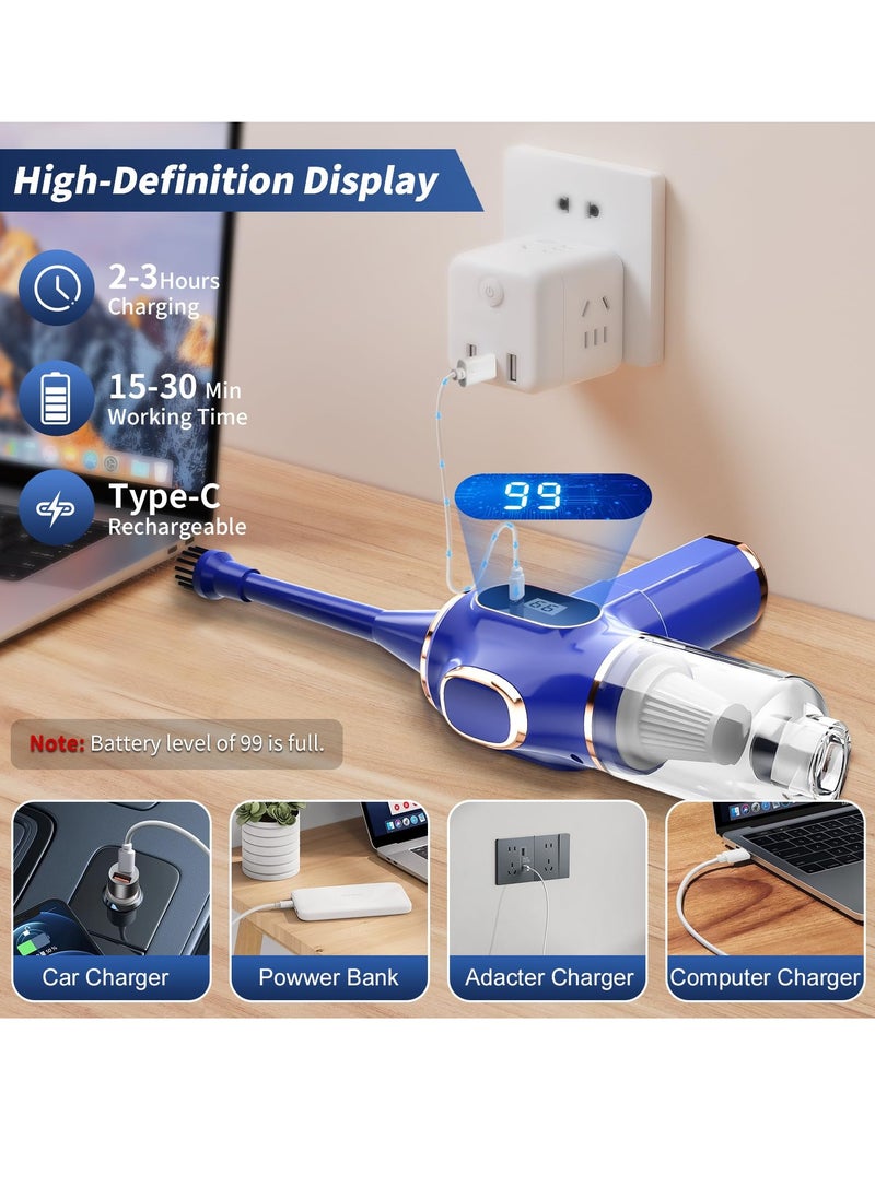 Handheld Vacuum Cleaner Cordless Computer Vacuum Cleaner Rechargeable Vacuum Cleaner Car Vacuum Cleaner 4 in 1 Mini Portable Car Accessories with 2 Filters for Car Home Travel RV Camper