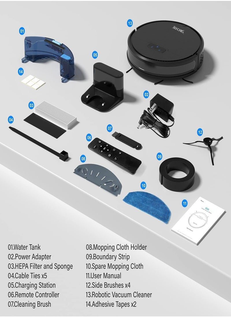 SG50 Robot Vacuum Cleaner with 6300Pa Suction Power Mop Function - 2-in-1 Robot Vacuum , Self-Charging Feature, WiFi Connectivity - Ideal for Pet Hair & Carpet