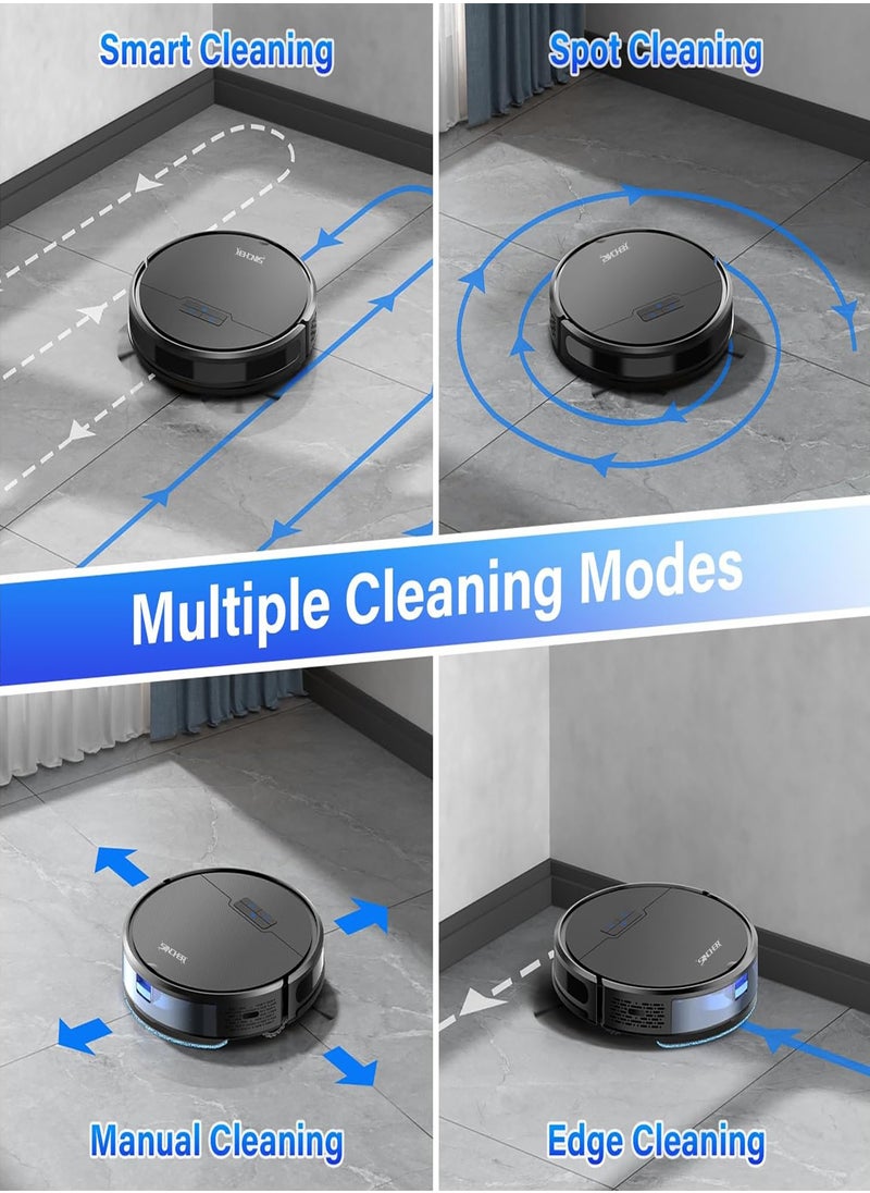 SG50 Robot Vacuum Cleaner with 6300Pa Suction Power Mop Function - 2-in-1 Robot Vacuum , Self-Charging Feature, WiFi Connectivity - Ideal for Pet Hair & Carpet