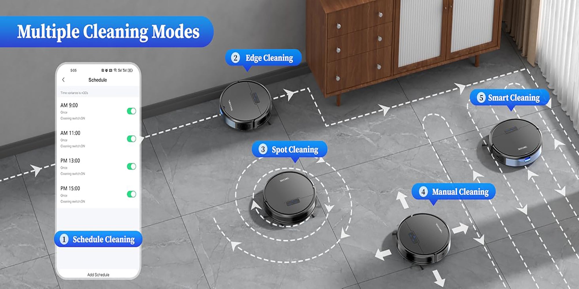 SG50 Robot Vacuum Cleaner with 6300Pa Suction Power Mop Function - 2-in-1 Robot Vacuum , Self-Charging Feature, WiFi Connectivity - Ideal for Pet Hair & Carpet