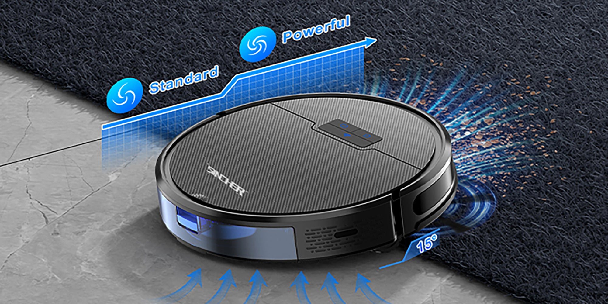 SG50 Robot Vacuum Cleaner with 6300Pa Suction Power Mop Function - 2-in-1 Robot Vacuum , Self-Charging Feature, WiFi Connectivity - Ideal for Pet Hair & Carpet