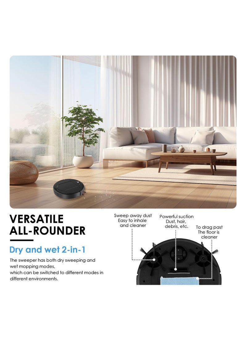 Mopping Robot Vacuum Cleaner, 4500PA Suction Vacuum Sweeping Robot Recha rgeable Smart Vacuum Cleaner Robot Quiet Operation Auto Vacuum Cleaner Multifunctional for Daily Cleaning