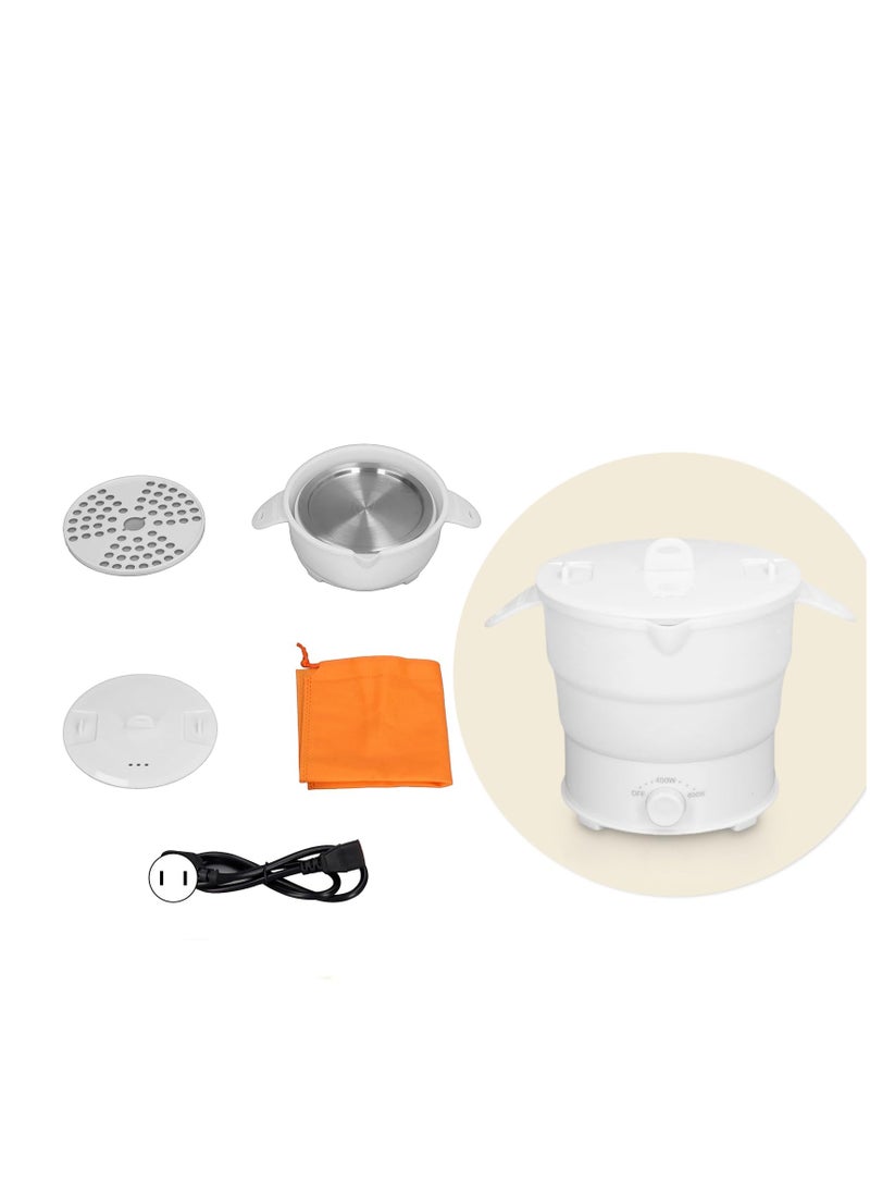 Electric Hot Pot Cooker Foldable Stainless Steel Electric Hot Pot Cooker 220V Level 2 Firepower Power Outage Protection 1.2L Multifunction Portable Pot for for Home Dormitory Office Travel