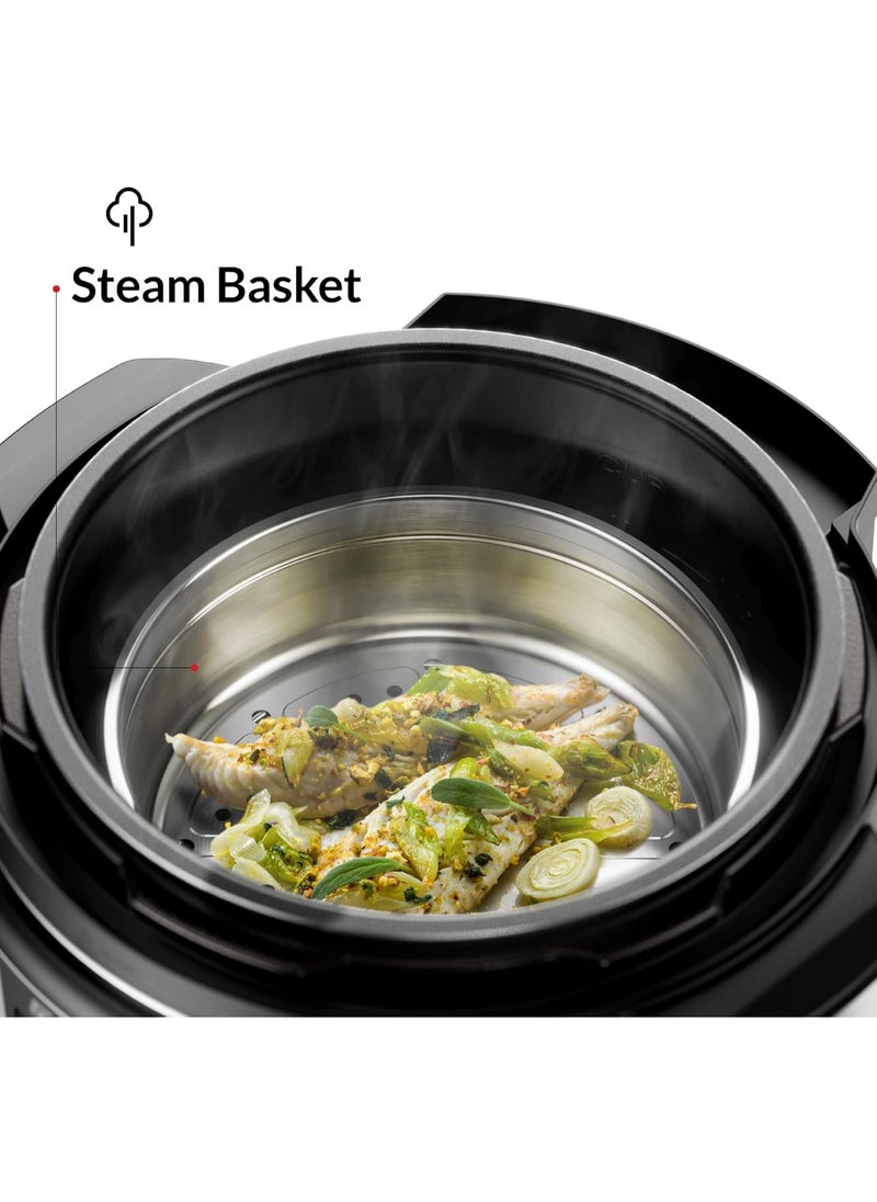 1000W 6L Electric Pressure Cooker, 12-in-1 Multicooker, Dupont 2X Non-Stick Detachable Pot, 9 Safety Levels, Delay Timer, Steamer