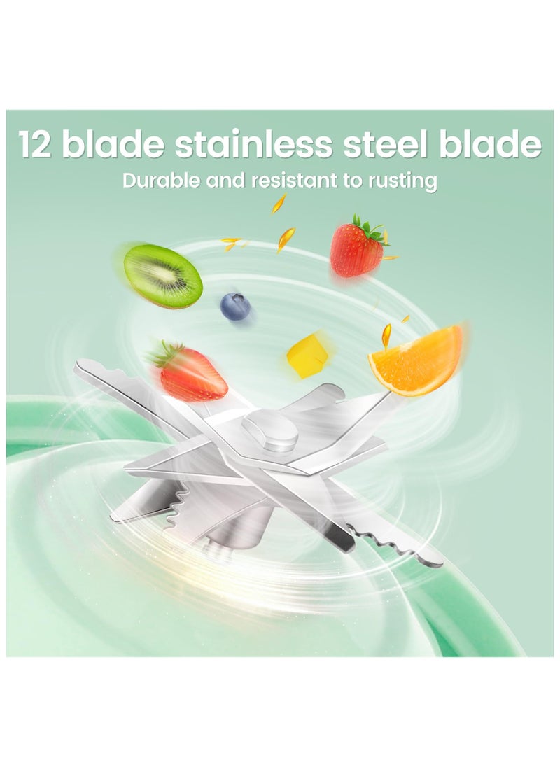 Portable Blender, 1200mAh Rechargeable Blender Juicer Cup with 12 Stainless Steel Blades, 500ml Mini Juice Blender, Wide Mouth Fruit Mixer, Personal Electric Smoothies Blender for Home Office Gym