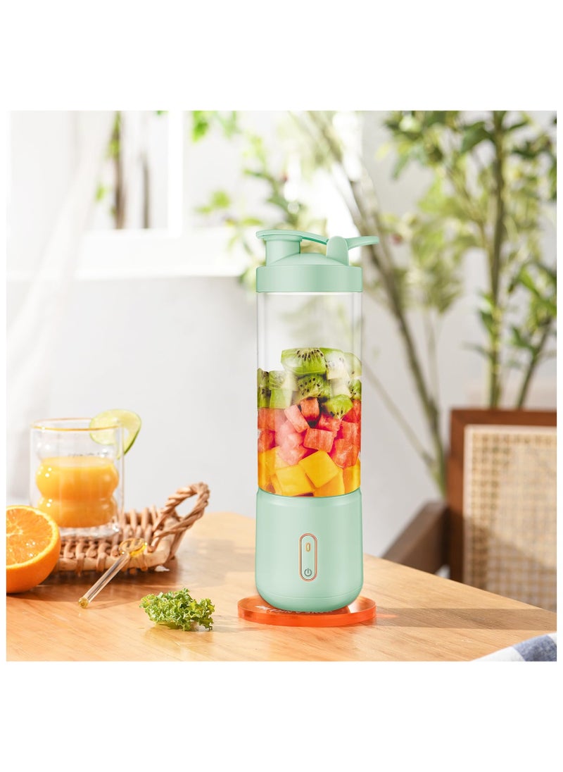 Portable Blender, 1200mAh Rechargeable Blender Juicer Cup with 12 Stainless Steel Blades, 500ml Mini Juice Blender, Wide Mouth Fruit Mixer, Personal Electric Smoothies Blender for Home Office Gym