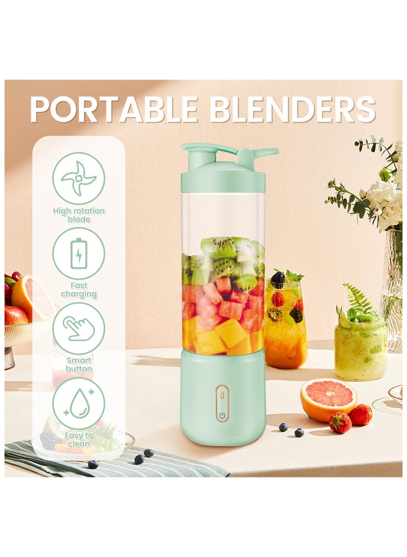 Portable Blender, 1200mAh Rechargeable Blender Juicer Cup with 12 Stainless Steel Blades, 500ml Mini Juice Blender, Wide Mouth Fruit Mixer, Personal Electric Smoothies Blender for Home Office Gym