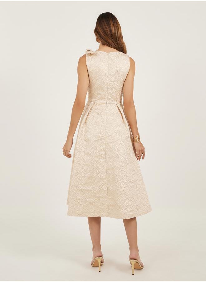 Self Design Sleeveless A-Line Midi Dress