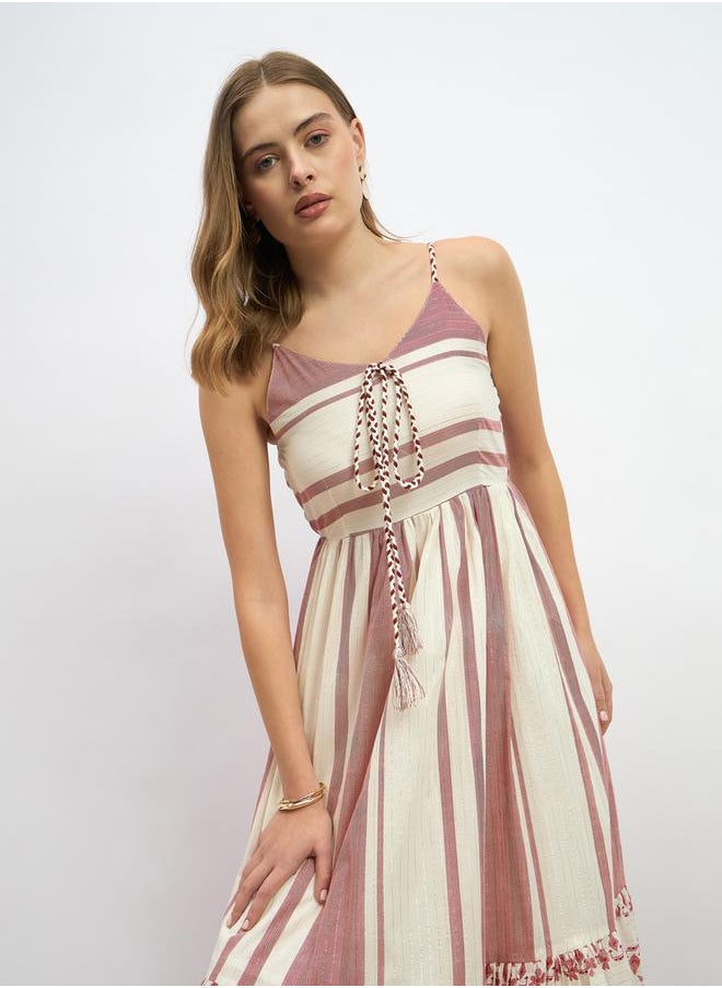 Striped Strappy Tiered Maxi Dress