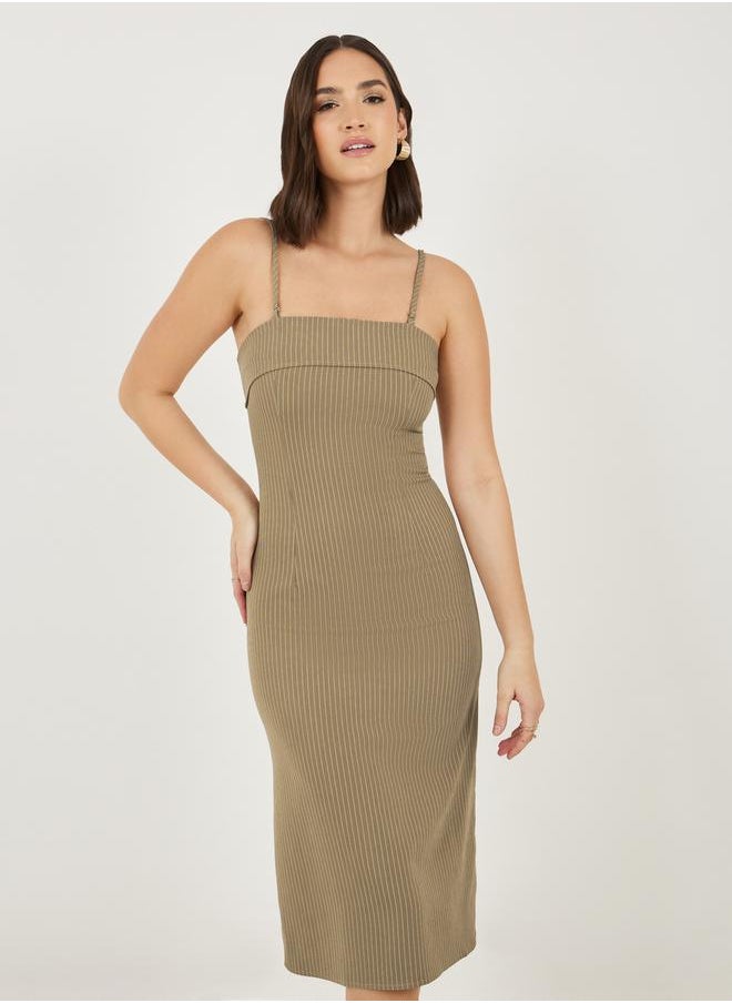 Striped Sleeveless Sheath Midi Dress