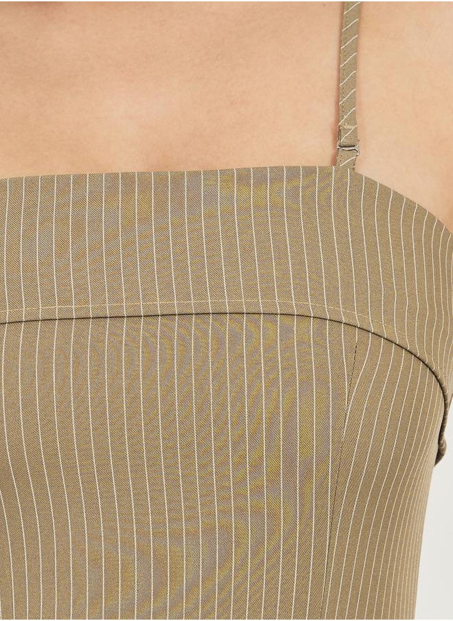 Striped Sleeveless Sheath Midi Dress