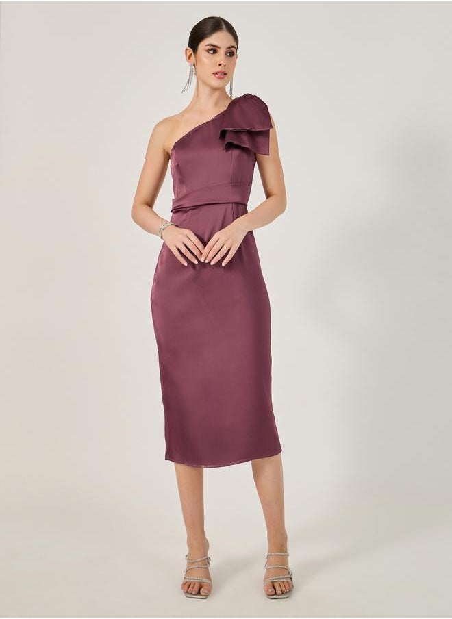 Satin Bow Detail Sleeveless Sheath Midi Dress