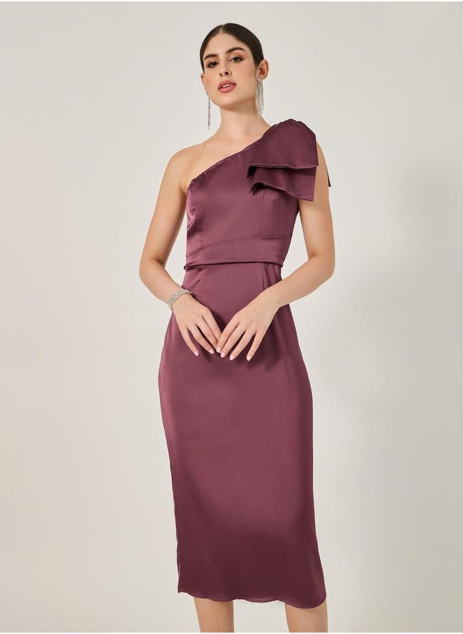 Satin Bow Detail Sleeveless Sheath Midi Dress