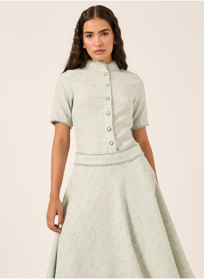 Plain Short Sleeves A-Line Midi Dress