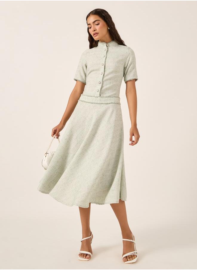Plain Short Sleeves A-Line Midi Dress