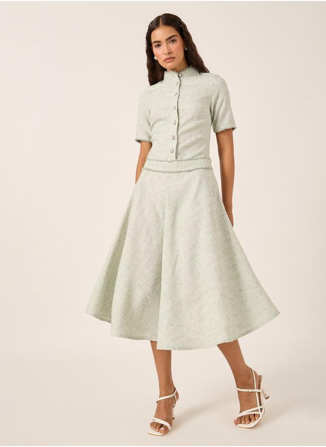 Plain Short Sleeves A-Line Midi Dress