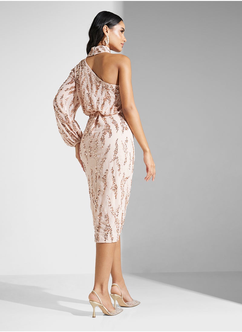 Embellished Mesh Detailed Dress