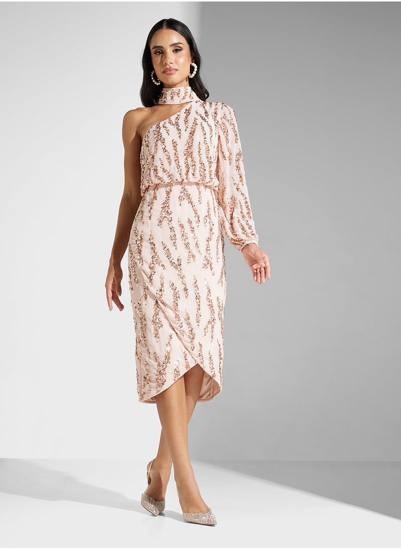 Embellished Mesh Detailed Dress