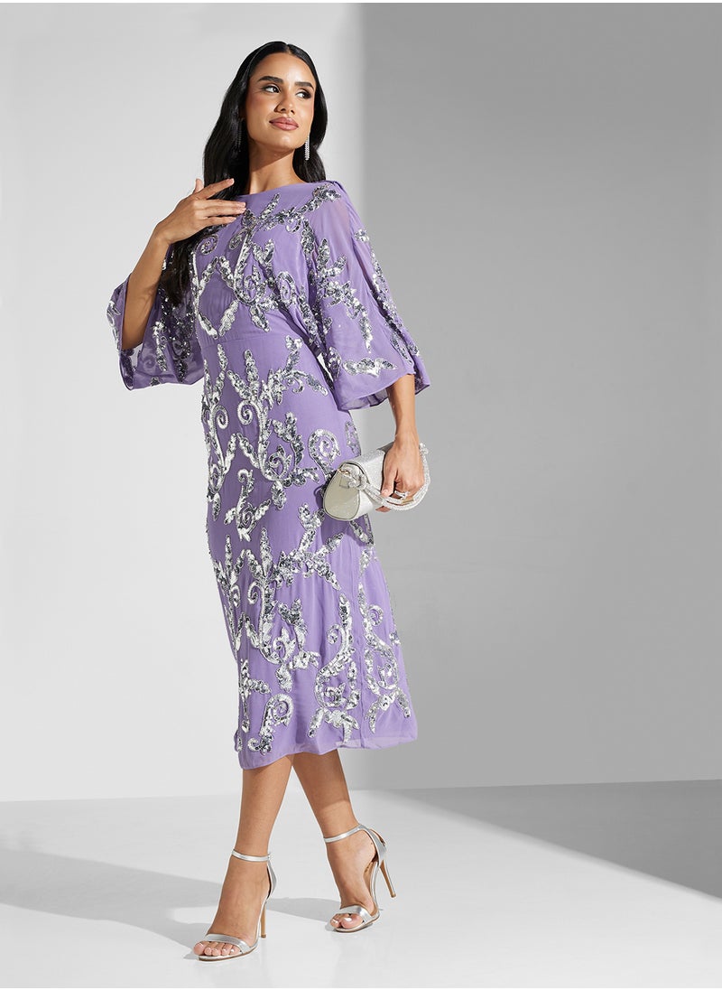 Embellished Mesh Detailed Dress