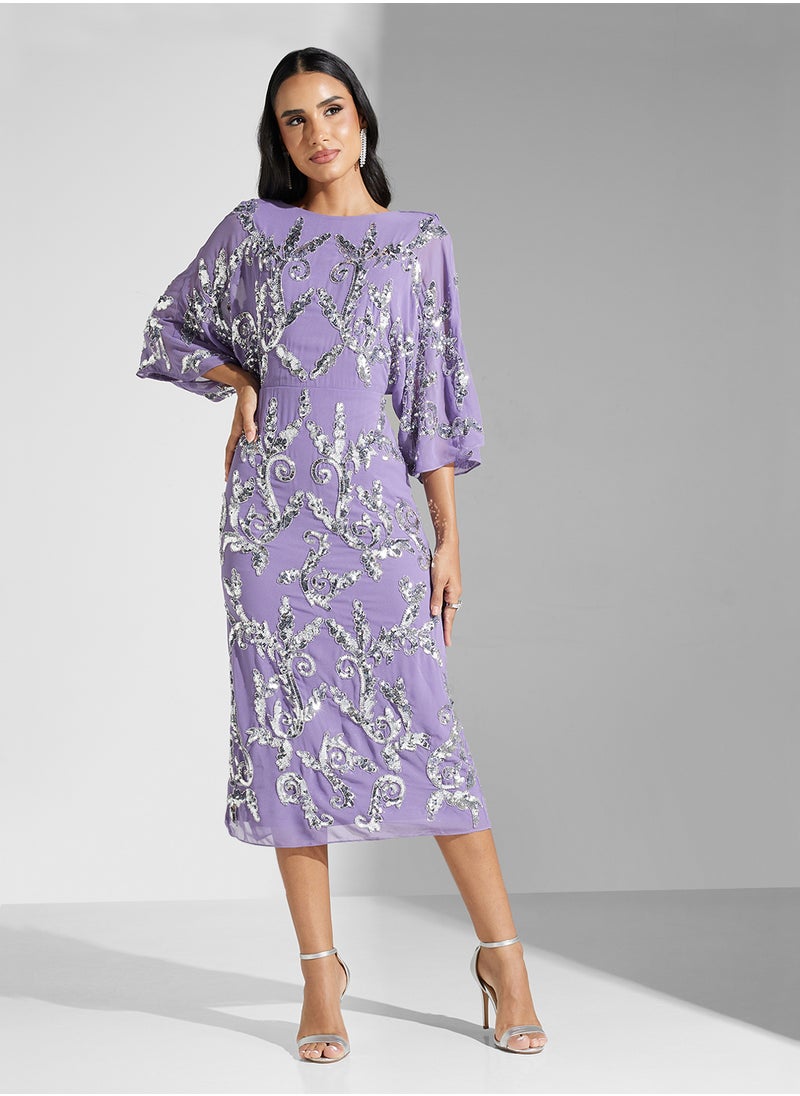 Embellished Mesh Detailed Dress