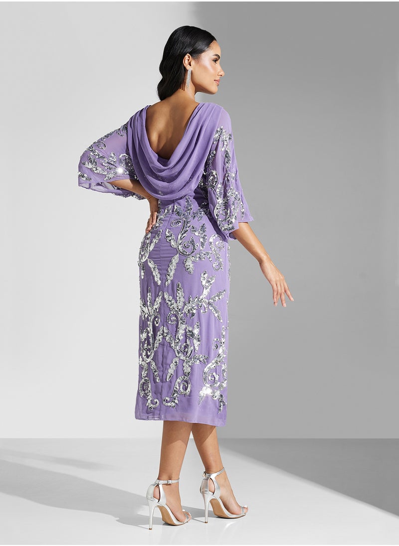 Embellished Mesh Detailed Dress
