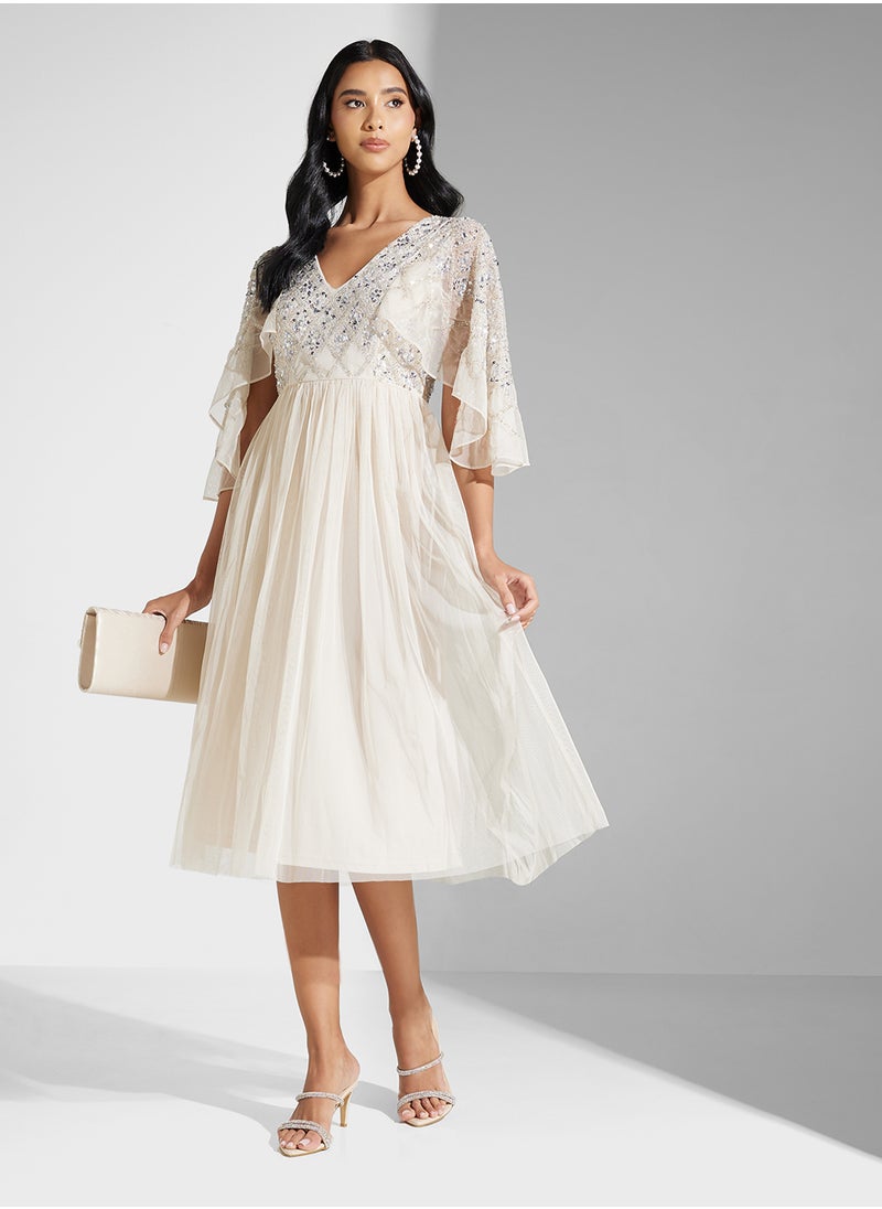 V-Neck Embellished Dress