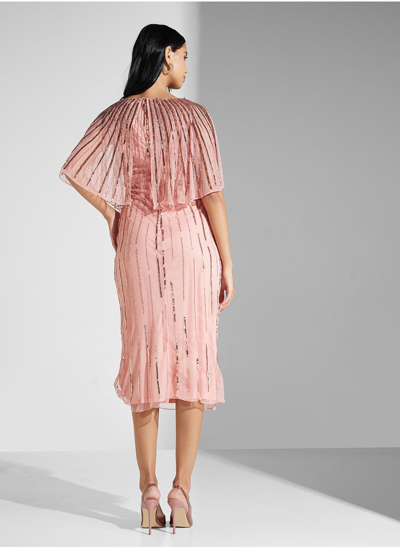 Embellished Mesh Detailed Dress
