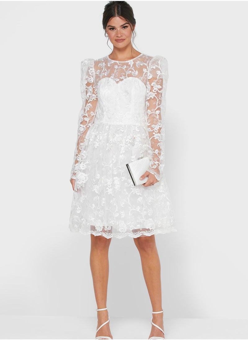 Puff Sleeve Lace Dress