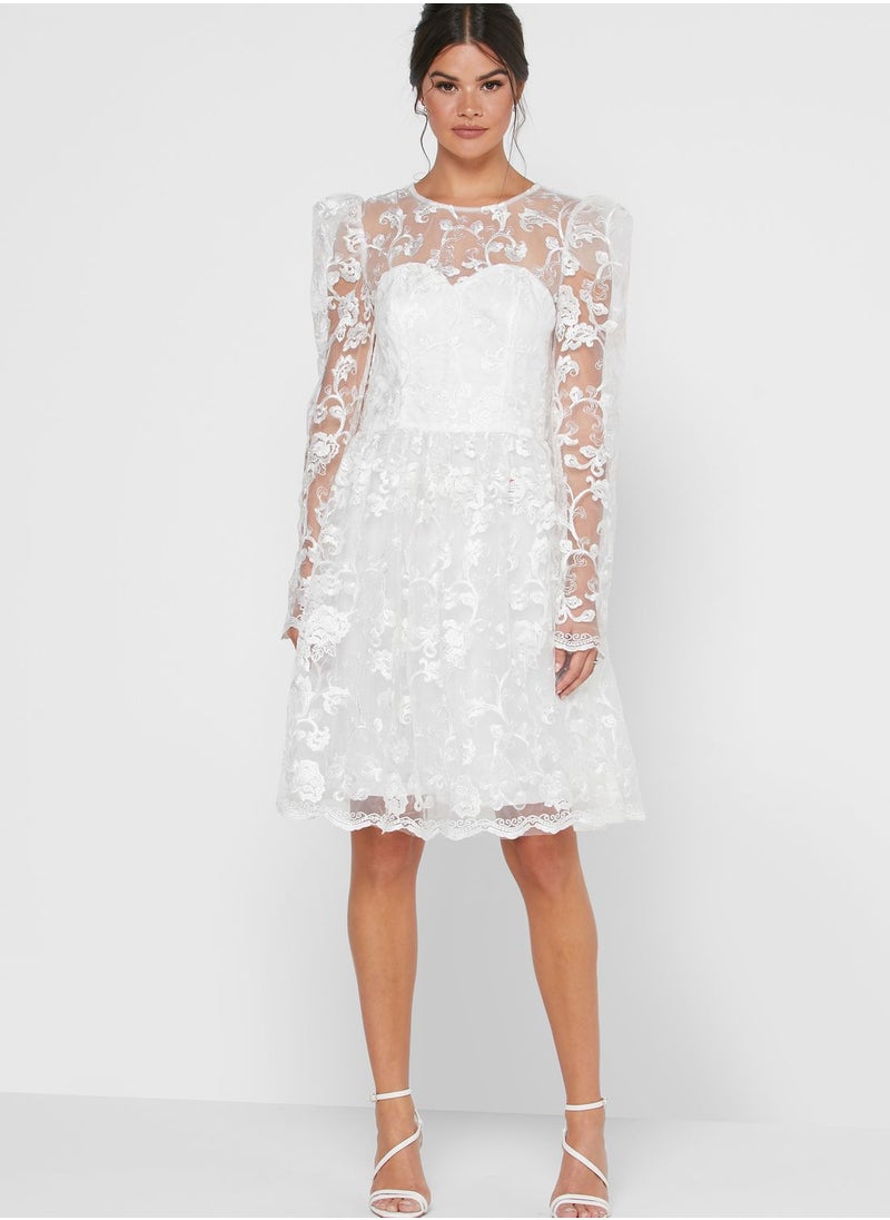 Puff Sleeve Lace Dress