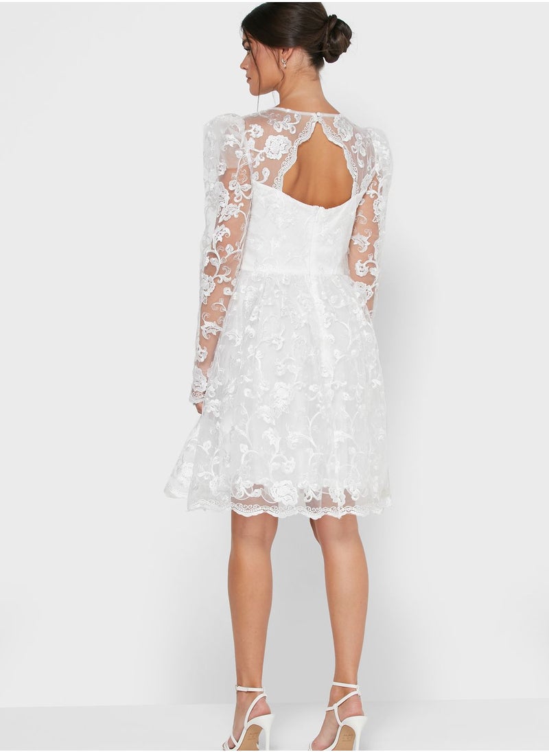 Puff Sleeve Lace Dress