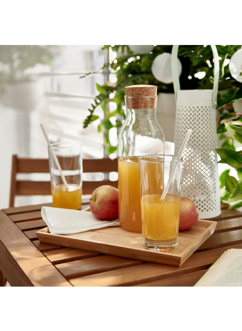 Glass Carafe with Cork Stopper, Clear Glass, 1 L, Slim Design for Fridge Storage