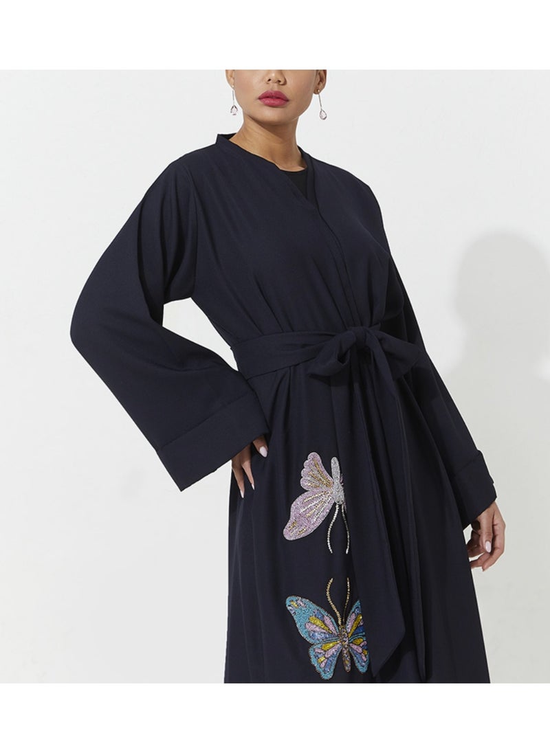 Embellished abaya with wide sleeves