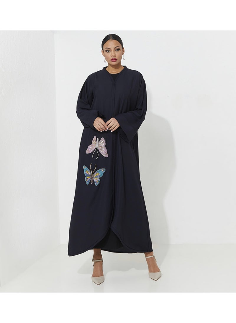 Embellished abaya with wide sleeves