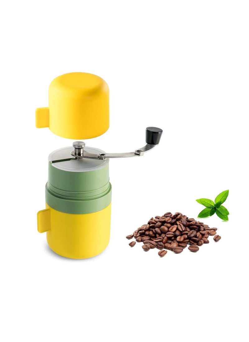 Manual Coffee Grinder Portable, Manual Coffee Bean Grinder with Conical Ceramic Burr, Foldable Rocker, Adjustable Coarseness, Burr Hand Coffee Grinder for Outdoor Traveling Camping Office Home