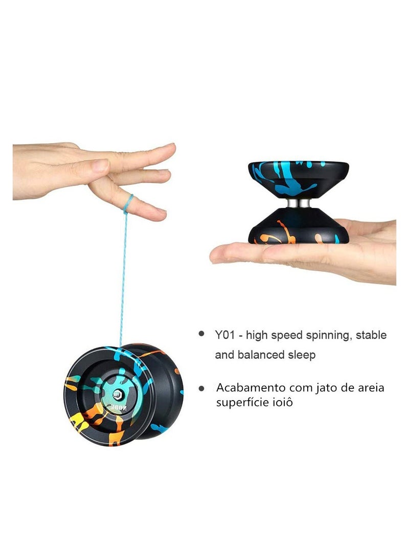 SYOSI Y01 Professional Yoyo Alloy Unresponsive Yoyo, 10 Ball Stainless KK Bearing Yoyo, Long Spinning Time Prettiest for Advanced Player Yoyo for Kids Beginner with Glove Bag and 5 Yoyo Strings
