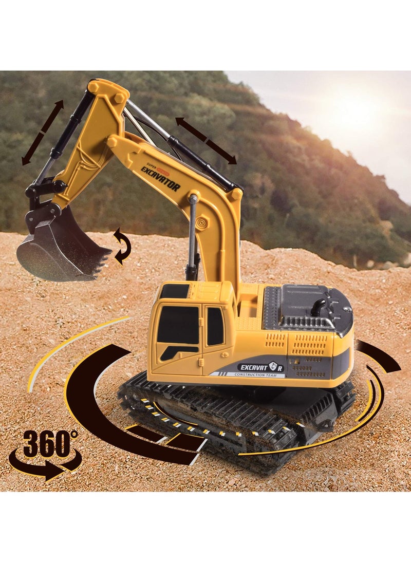 Remote Control Construction Excavator Toy Kids Toy Engineering Digger Truck Remote Control Rechargable Hydraulic Car RC Charging 1:24 With 6 Channel Educational Toys for Kids and Children for 3+