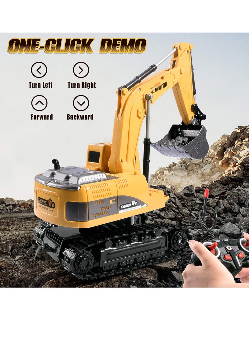 Remote Control Construction Excavator Toy Kids Toy Engineering Digger Truck Remote Control Rechargable Hydraulic Car RC Charging 1:24 With 6 Channel Educational Toys for Kids and Children for 3+